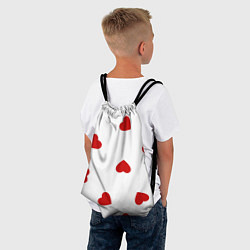 Рюкзак-мешок Красные сердечки на белом, цвет: 3D-принт — фото 2