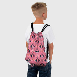 Рюкзак-мешок Розовая клеточка black pink, цвет: 3D-принт — фото 2