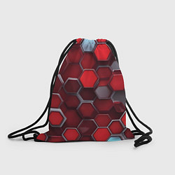 Рюкзак-мешок Cyber hexagon red, цвет: 3D-принт