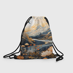 Рюкзак-мешок Солнечное утро в цветущих горах, цвет: 3D-принт