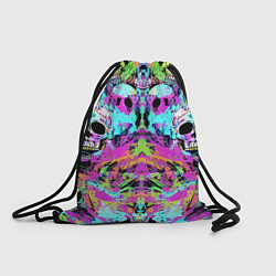 Рюкзак-мешок Зеркальный паттерн из черепов - поп-арт, цвет: 3D-принт