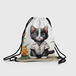 Рюкзак-мешок Котенок на цветочной поляне, цвет: 3D-принт
