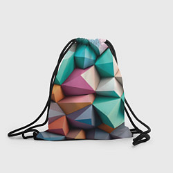 Мешок для обуви Полигональные объемные кубы и тетраэдры в пастельн