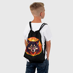 Рюкзак-мешок Волк на черном фоне, цвет: 3D-принт — фото 2