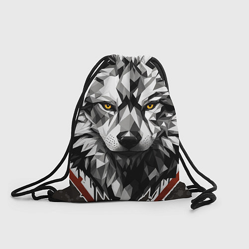 Мешок для обуви Черный волк - полигональная голова зверя / 3D-принт – фото 1