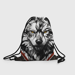 Рюкзак-мешок Черный волк - полигональная голова зверя, цвет: 3D-принт