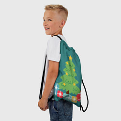 Рюкзак-мешок Новогодняя ёлочка - зеленый, цвет: 3D-принт — фото 2