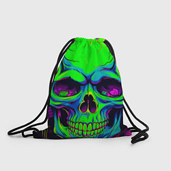 Рюкзак-мешок Ярко кислотный череп в наушниках, цвет: 3D-принт