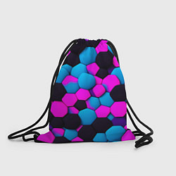 Рюкзак-мешок Узор черные розовые синии фигуры, цвет: 3D-принт