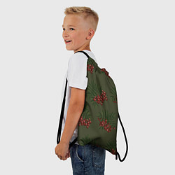 Рюкзак-мешок Рябина на зеленом - паттерн, цвет: 3D-принт — фото 2