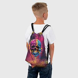 Рюкзак-мешок Розовая и синяя краска капает с черепа, цвет: 3D-принт — фото 2