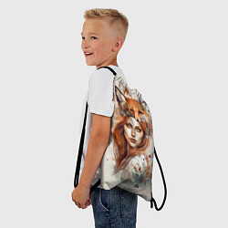 Рюкзак-мешок Осенний портрет девушка-лиса, цвет: 3D-принт — фото 2