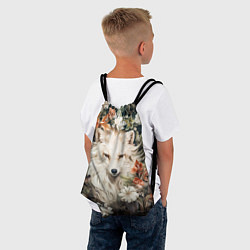 Рюкзак-мешок Белая лисица в кустах цветов, цвет: 3D-принт — фото 2