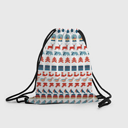 Рюкзак-мешок Зимний новогодний принт с оленями подарками, цвет: 3D-принт