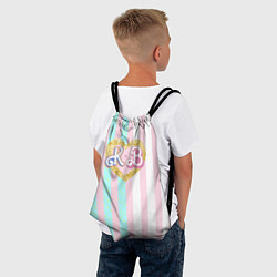 Рюкзак-мешок Кен плюс Барби: сплит розовых и голубых полосок, цвет: 3D-принт — фото 2