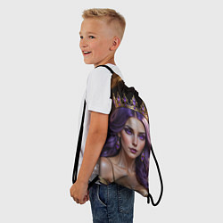 Рюкзак-мешок Девушка с фиолетовыми волосами в короне, цвет: 3D-принт — фото 2