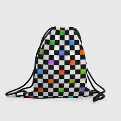 Рюкзак-мешок Черно-бело-радужная клетка, цвет: 3D-принт