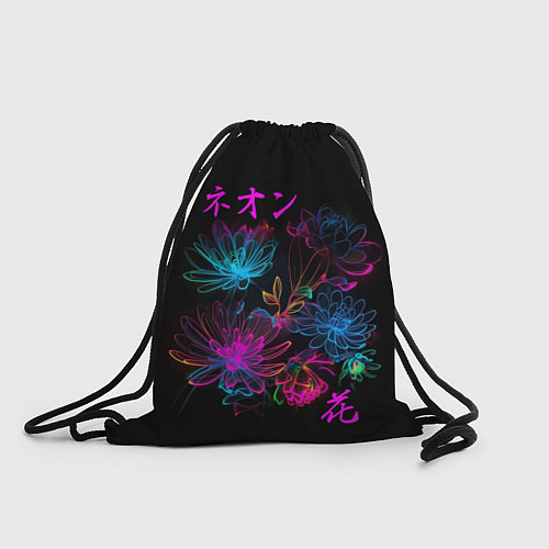 Мешок для обуви Неоновые цветы - японский стиль / 3D-принт – фото 1