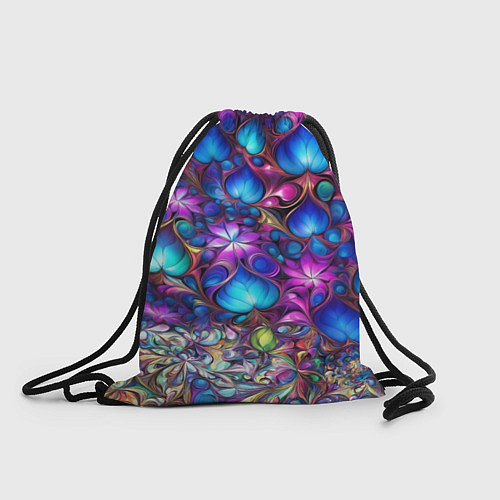 Мешок для обуви Абстракция синие листья и фиолетовый цветы / 3D-принт – фото 1
