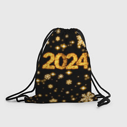 Мешок для обуви Новый 2024 год - золотые снежинки