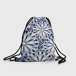Рюкзак-мешок Стилизованные цветы абстракция синее-белый, цвет: 3D-принт