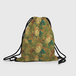 Рюкзак-мешок Винтажный дедушка мороз с олененком, цвет: 3D-принт