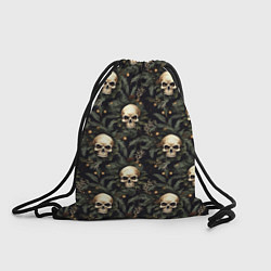Рюкзак-мешок Череп, шишки и хвойные ветки, цвет: 3D-принт
