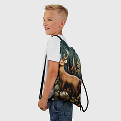 Рюкзак-мешок Лесной олень в стиле фолк-арт, цвет: 3D-принт — фото 2