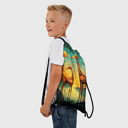 Рюкзак-мешок Жирафы в стиле фолк-арт, цвет: 3D-принт — фото 2