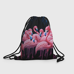 Рюкзак-мешок Стая розовых фламинго в темноте, цвет: 3D-принт