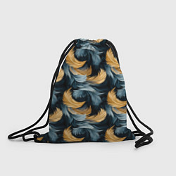 Рюкзак-мешок Перья желтые серые паттерн, цвет: 3D-принт
