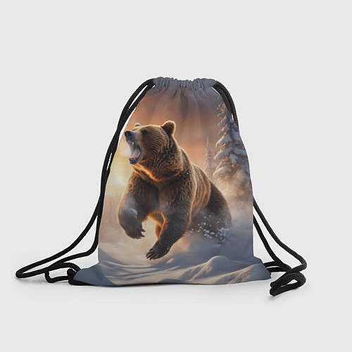 Мешок для обуви Бурый медведь в лесу / 3D-принт – фото 1