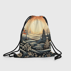 Рюкзак-мешок Зимний предновогодний пейзаж, цвет: 3D-принт