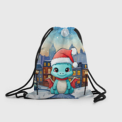 Рюкзак-мешок Новогодний дракон на фоне города, цвет: 3D-принт
