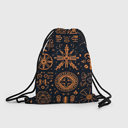 Рюкзак-мешок Паттерн в славянском стиле на тёмном фоне, цвет: 3D-принт