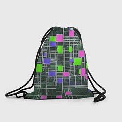 Рюкзак-мешок Белые полосы и разноцветные квадраты, цвет: 3D-принт