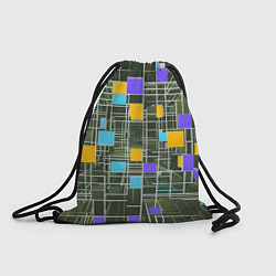Рюкзак-мешок Разноцветные квадраты и белые полосы, цвет: 3D-принт