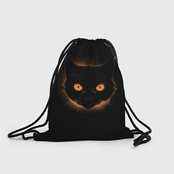 Мешок для обуви Портрет черного кота в оранжевом свечении