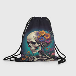 Рюкзак-мешок Скелет с яркими цветами, цвет: 3D-принт
