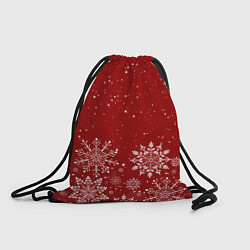 Мешок для обуви Текстура снежинок на красном фоне