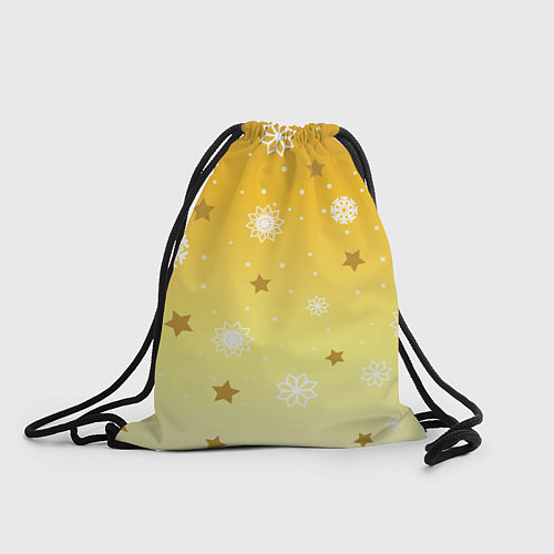 Мешок для обуви Снежинки и звезды на желтом / 3D-принт – фото 1
