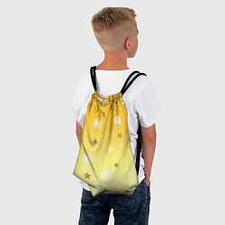 Рюкзак-мешок Снежинки и звезды на желтом, цвет: 3D-принт — фото 2