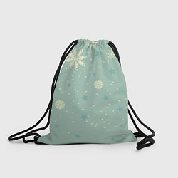 Рюкзак-мешок Снежинки и звезды на матно зеленем, цвет: 3D-принт