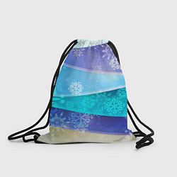 Рюкзак-мешок Абстрактный синий волнистый фон со снежинками, цвет: 3D-принт