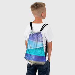 Рюкзак-мешок Абстрактный синий волнистый фон со снежинками, цвет: 3D-принт — фото 2