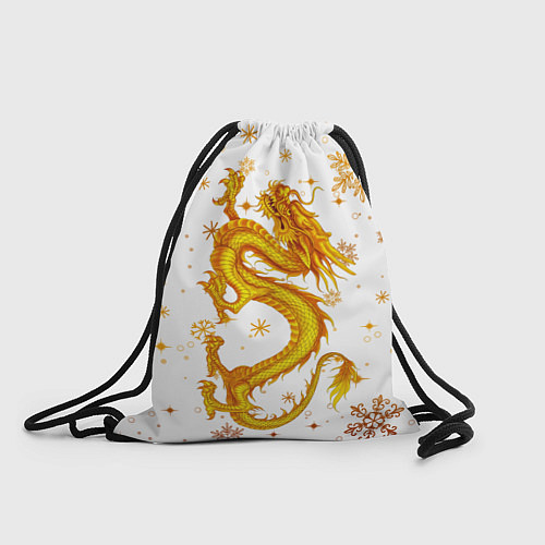 Мешок для обуви Золотой дракон в снежинках / 3D-принт – фото 1