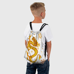 Рюкзак-мешок Золотой дракон в снежинках, цвет: 3D-принт — фото 2