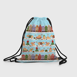 Рюкзак-мешок Капибара с семьей на прогулке, цвет: 3D-принт