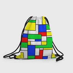 Рюкзак-мешок Геометрический жёлто-сине-красный, цвет: 3D-принт
