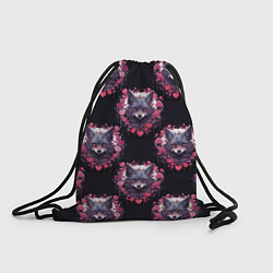Рюкзак-мешок Паттерн с волками и сердечками, цвет: 3D-принт
